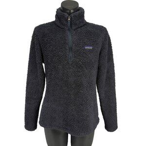 PATAGONIA Los Gatos Fleece 1/4 Zip Teddy Long Sleeve Blue Gray Sweater Jacket M